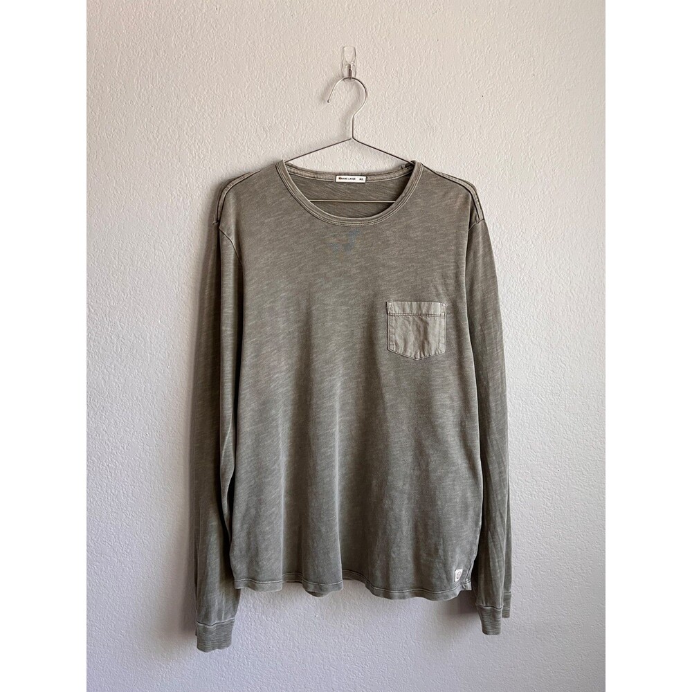 Marine Layer Lassen Heavy Slub Pocket Long-Sleeve Shirt in Olive Size M/L